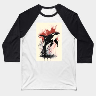 Killer Whale Ink Painting Baseball T-Shirt